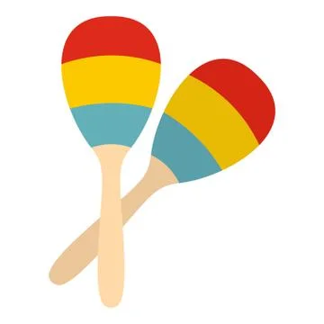 Maracas icon, flat style 库存插图