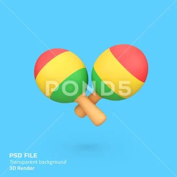 Maracas musical instrument isolated 3d render icon illustration PSD Template