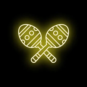 Maracas neon light glowing in dark creating party atmosphere Stock Illustration