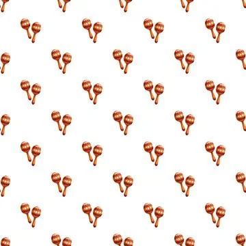 Maracas percussion seamless pattern with traditional ornament Stock Illustration