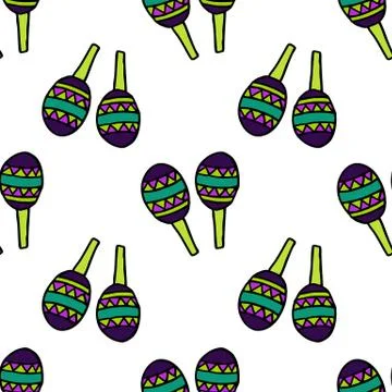 Maracas seamless doodle pattern, vector illustration Stock Illustration