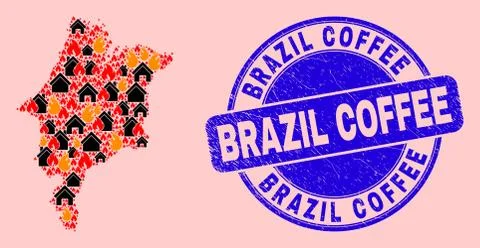 Maranhao State Map Composition of Flame and Buildings and Grunge Brazil Coffee Ilustración de archivo