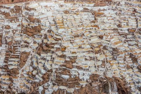 Maras salt mines peruvian andes  cuzco peru Stock Photos