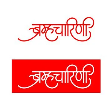 Marathi Hindi calligraphy for the name Devi Brahmacharini is the second form  Stock Illustration