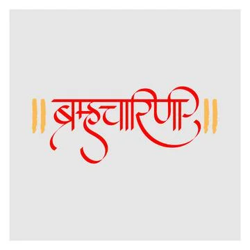 Marathi Hindi calligraphy for the name Devi Brahmacharini is the second form  Stock-Illustration