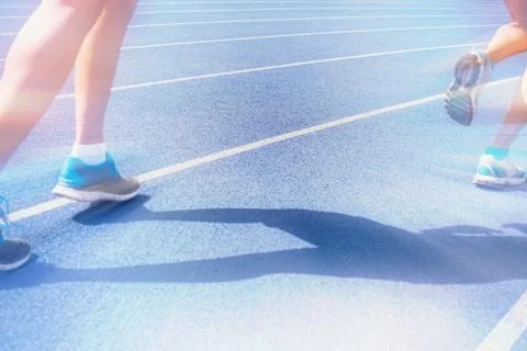 Marathon of blurred motion crowd people jogging outdoor Stock Photos
