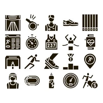 Marathon Collection Elements Icons Set Vector イラスト素材