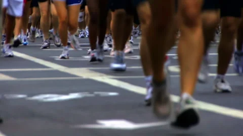 Marathon Event Start: Runners Taking Off 4K Stock Footage 287498250