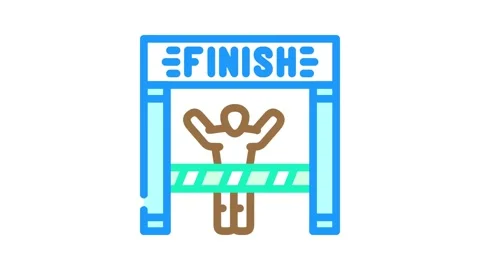 Marathon finish line progress color icon animation Stock Footage 327262901