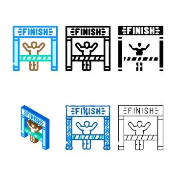Marathon finish line progress color icon vector mix Stock Illustration