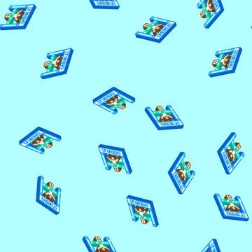 Marathon finish line progress isometric icon seamless pattern Stock Illustration