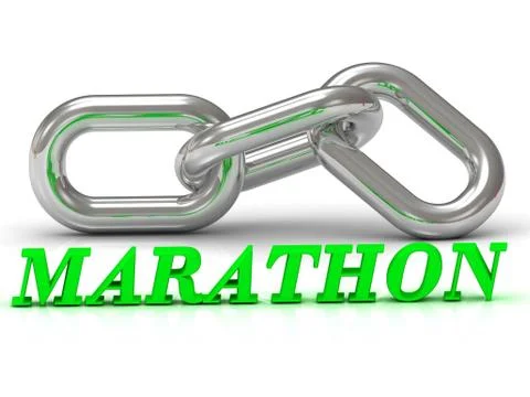 MARATHON- inscription of color letters and Silver chain of the section on whi Stock Illustration