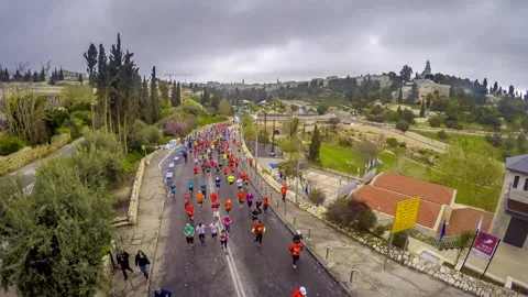 Marathon Jerusalem March 2016; time lapse Stock Footage 154028453