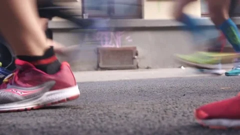 Marathon Legs Feeds Sportshoes Running01, 24 sec, full hd Stock Footage