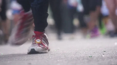 Marathon Legs Feeds Sportshoes Running15, 16 sec, full HD Stock Footage