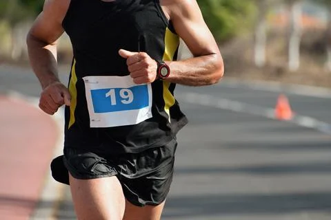 Marathon man running Foto stock