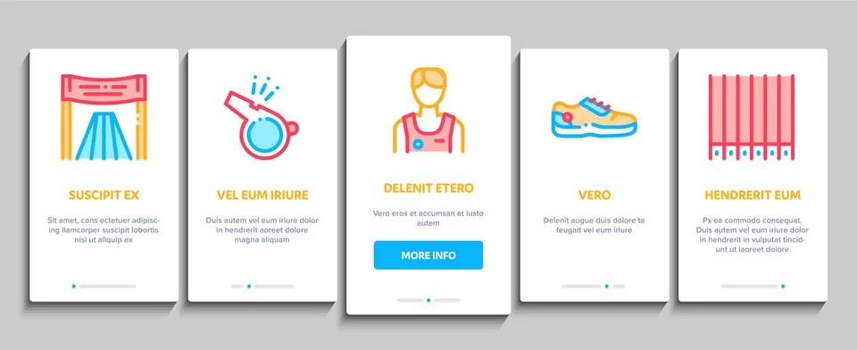 Marathon Onboarding Elements Icons Set Vector Stock Illustration