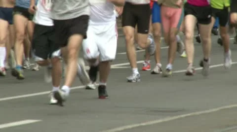 Marathon, people, legs Stock Footage 10910209