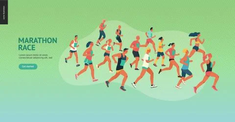Marathon race group Stock Illustration
