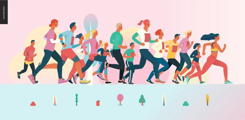 Marathon race group Stock Illustration