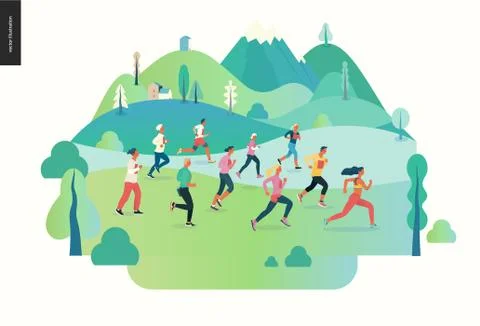 Marathon race group Stock Illustration