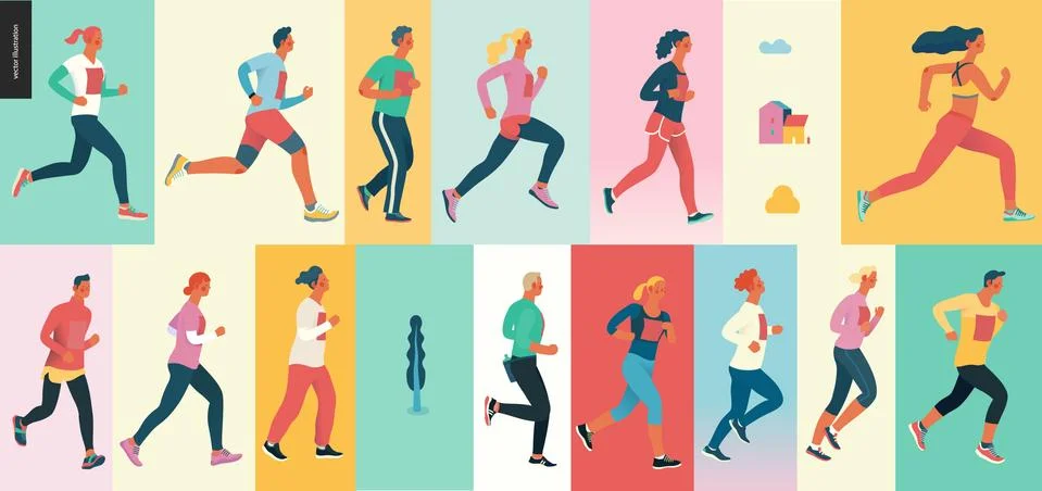 Marathon race group Stock Illustration