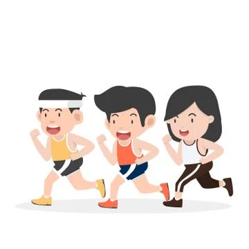 Marathon race group runner attractive Stock Illustration