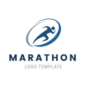 Marathon run logo template. Run man symbol. Vector illustration of fast running Stock Illustration