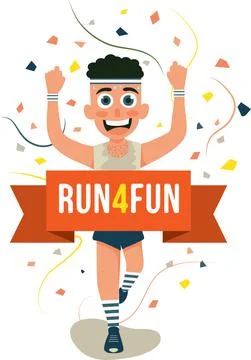 Marathon runner finishing getting over the finish line illustration Ilustração Stock