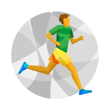 Marathon runner on gray background with patterns Stock Illustration