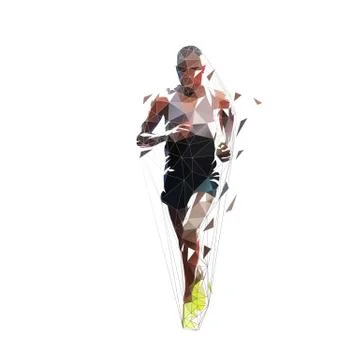 Marathon runner, low polygonal isolated vector illustration, front view. Geom Stock Illustration