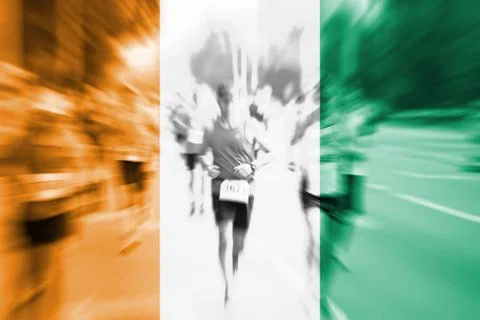 Marathon runner motion blur with blending  Cote d'Ivoire flag Stock Photos