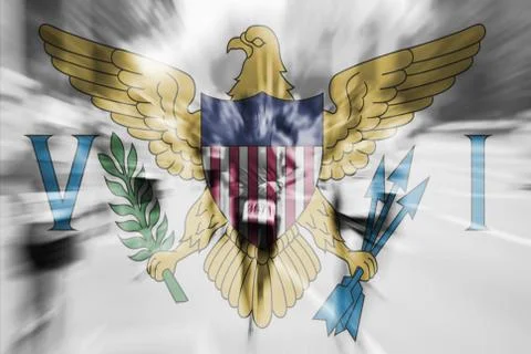 Marathon runner motion blur with blending  Virgin Islands, US  flag Stockfoto's