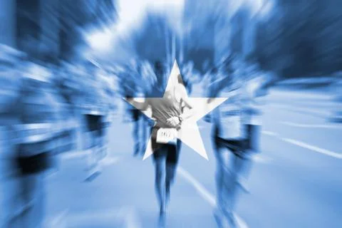 Marathon runner motion blur with blending  Somalia flag 写真素材