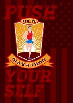 Marathon runner push yourself poster front. Stock Illustration