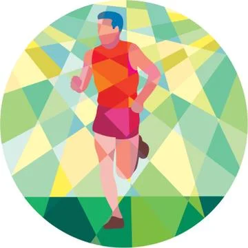 Marathon Runner Running Circle Low Polygon Stock-Illustration
