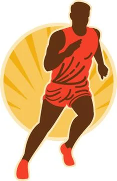 Marathon runner running Stock Illustration
