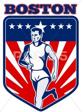 Marathon runner shield Stock Illustration