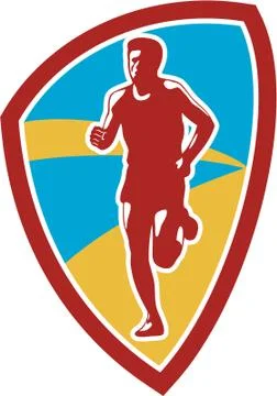 Marathon runner shield retro Illustrazione stock
