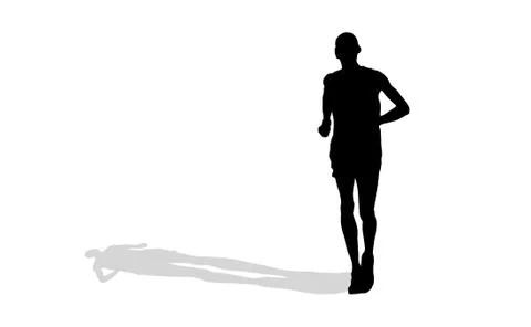 Marathon runner silhouette with shadow on white Illustrazione stock