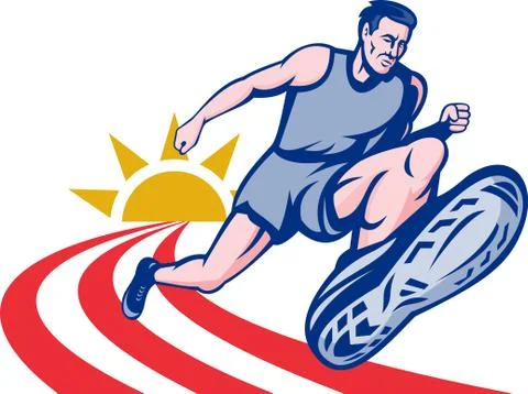 Marathon runner on track Stock Illustration