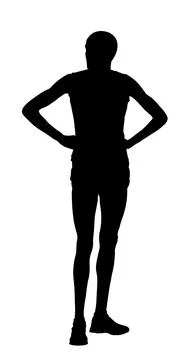 Marathon runner waiting race on start vector silhouette illustration イラスト素材