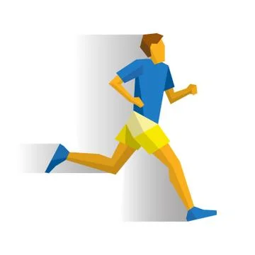 Marathon runner on white background with shadows Stock Illustration