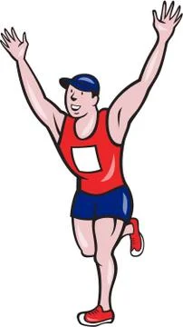 Marathon runner winning cartoon Stock Illustration