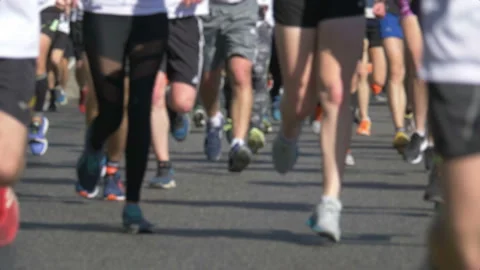 Marathon runners in 4K slow motion 60fps Stock Footage 169069923