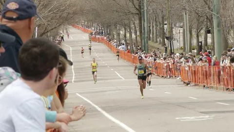 Marathon Runners Boston 2017 Video stock 74720922