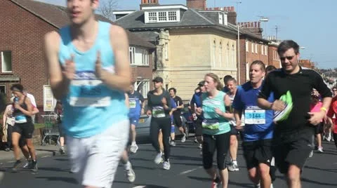 Marathon runners in City Stock Footage 10886377
