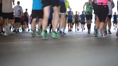 Marathon runners in the city Stock Footage 88850857