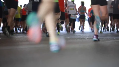 Marathon runners  in the city Stock-Footage 88851284