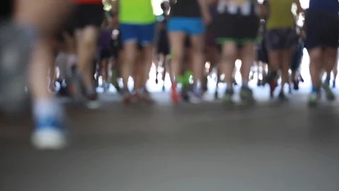 Marathon runners in the city Stock Footage 88851353